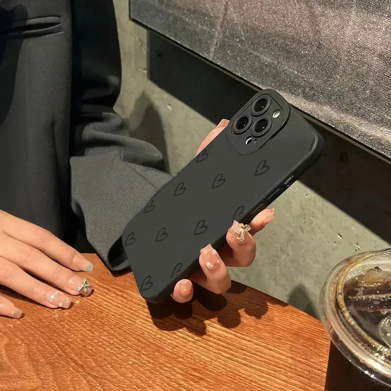Case For iPhone 16 15 Cases iPhone 14 Pro Max Case Love Pattern Phone Case For iPhone 13 12 11 XS X 7 8 Plus Soft Silicone Cover