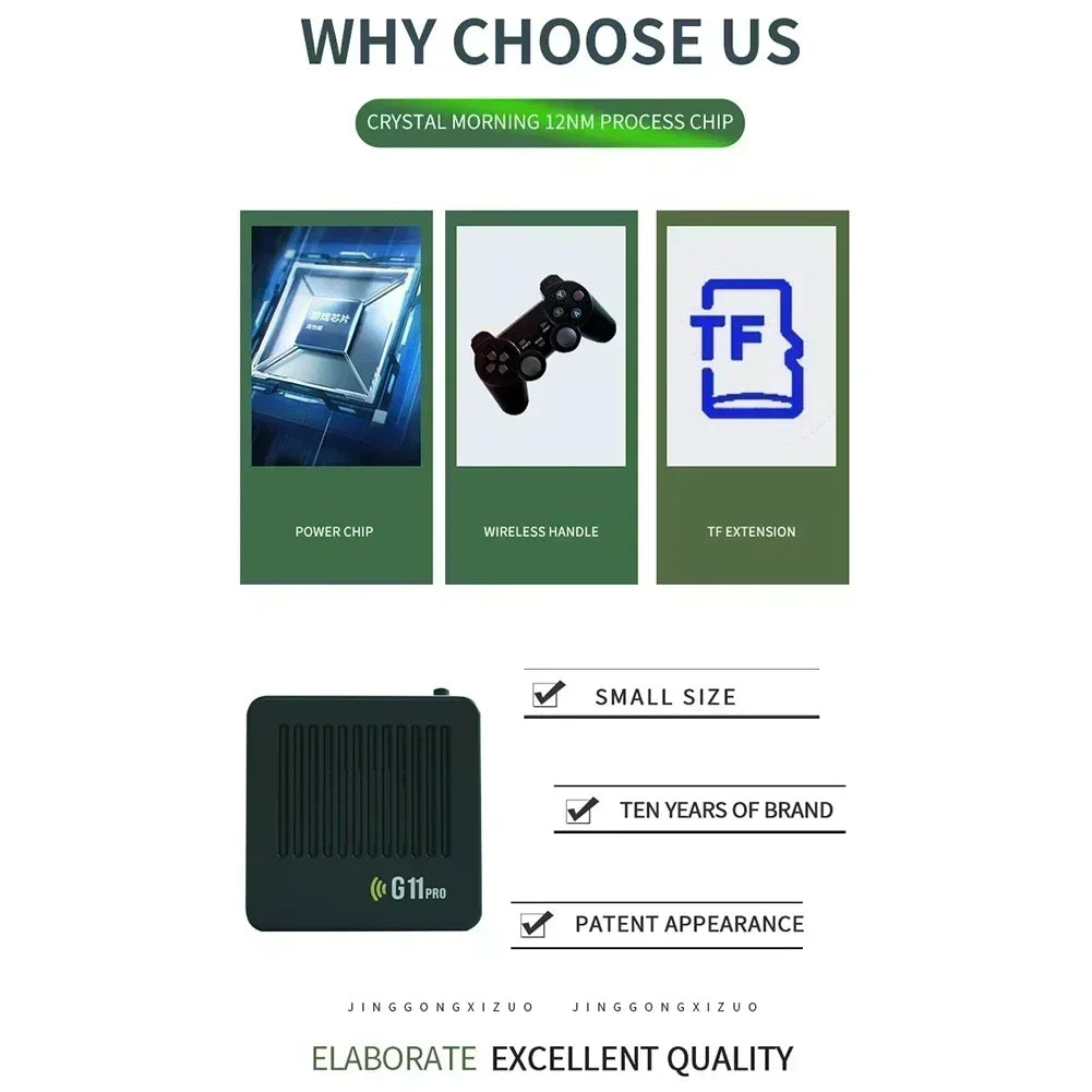 Video Game Console G11 Pro Built-in 60000 Game 4K HD 2.4G 256GB Wireless Controller Emuelec4.3 S905X2 Dual System Family Gamebox