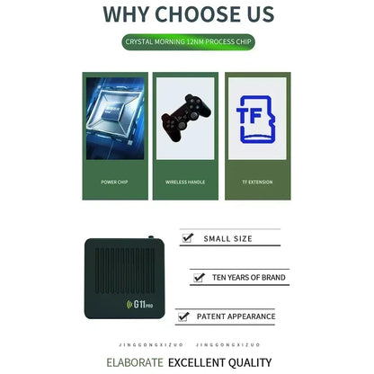 Video Game Console G11 Pro Built-in 60000 Game 4K HD 2.4G 256GB Wireless Controller Emuelec4.3 S905X2 Dual System Family Gamebox