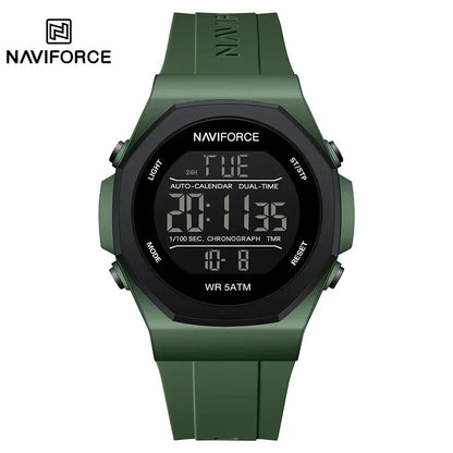 NAVIFORCE Electronic Watches Men LCD Display Waterproof Clock Silicone Strap Luminous Business Man Wristwatch Relogio Masculino