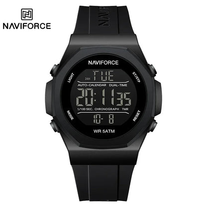 NAVIFORCE Electronic Watches Men LCD Display Waterproof Clock Silicone Strap Luminous Business Man Wristwatch Relogio Masculino