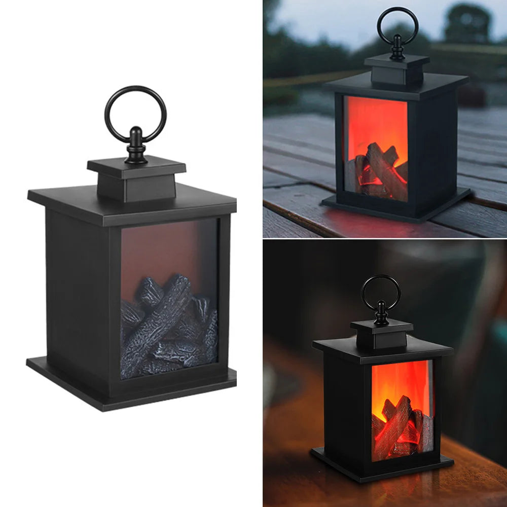 Christmas themed 3D decorative fake fireplace light creative LED flame night light battery night light Christmas decoration