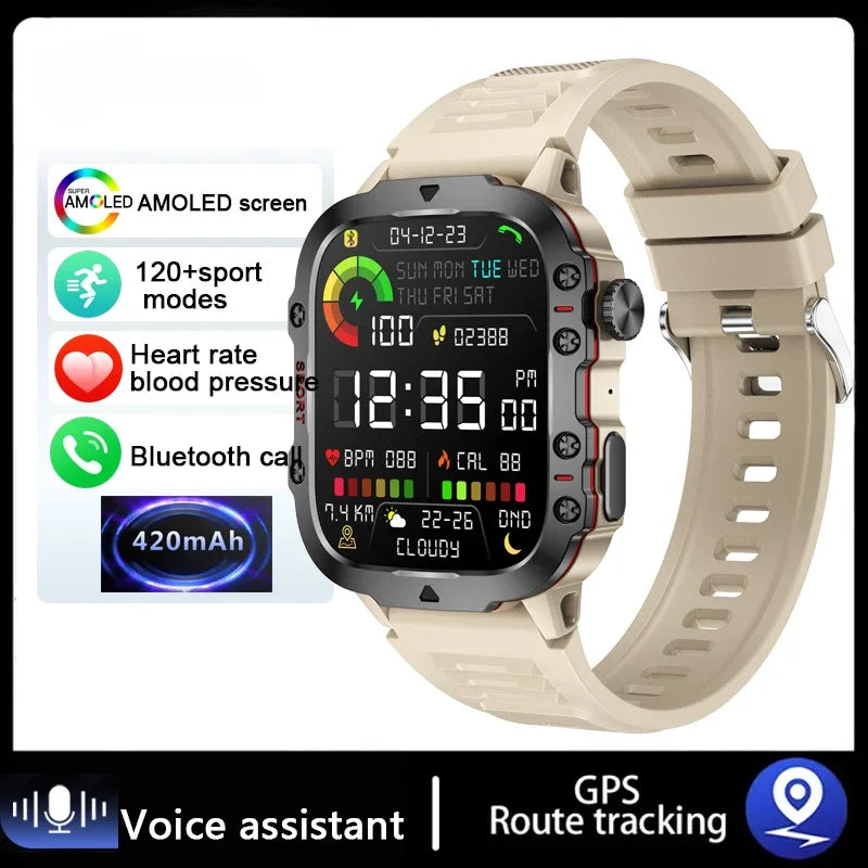 2025 Outdoor Smart Watch Men 2.01" Screen 3ATM Waterproof Watches Bluetooth Call Ai Voice Sport Smartwatch For Android IOS Phone