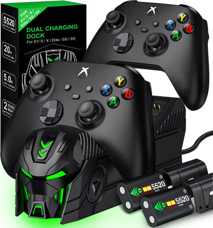 DinoFire A101 XBOX Controller Charger With 2*5520 mWh Rechargable Battery ＆ 4 Cover For XBOX Serise S/X / XBOX ONE S/X