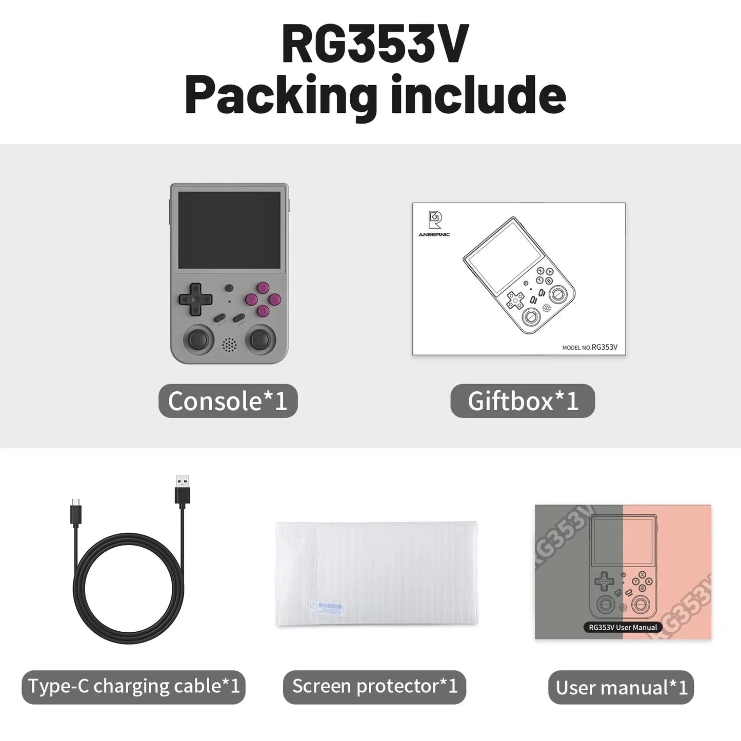 ANBERNIC RG353V RG353VS Handheld Gam Console 3.5'' IPS Screen HDMI Output Android Linux OS Built-in Retro Emulator Player Gifts