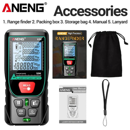 ANENG K120 Laser Tape Measure 50M 70M 100M 120M Laser Rangefinder Electronic Ruler Useful Measurement Tool Ruler Test