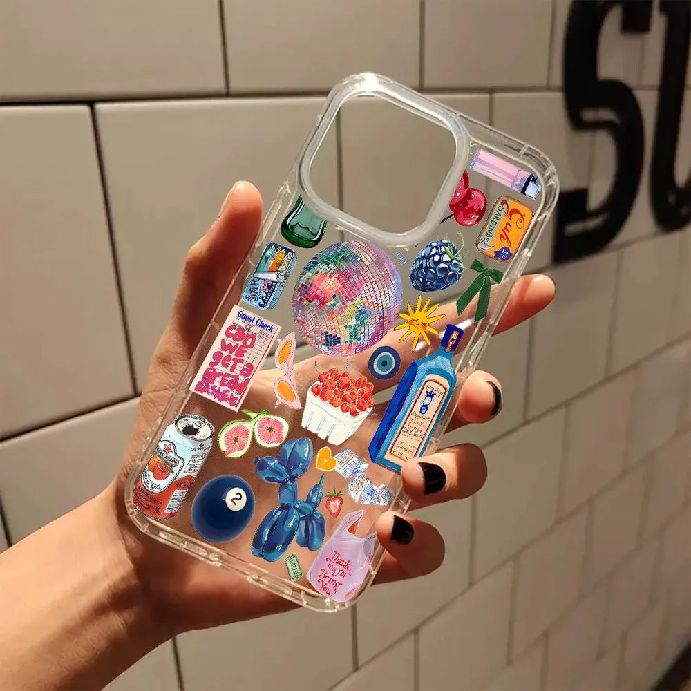 Vintage Item Collage Aesthetic Clear Phone Case for iPhone 15 Pro Max Cases iPhone 11 12 13 14 15 16 XS X XR 7 8 Plus SE2 Cover