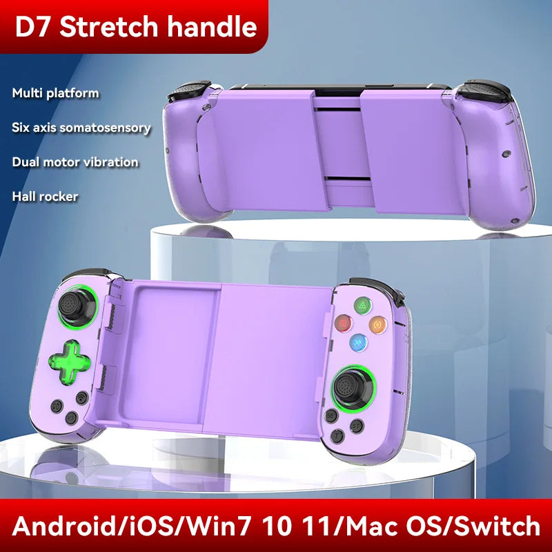 D7 Telescopic Mobile Phone Gamepad Bluetooth 5.0 Type-C Wireless Game Controller Joystick for Android/iPhone /Switch /PS4 /PC