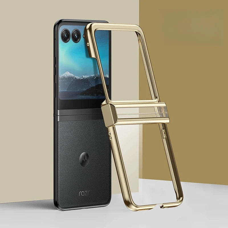 Luxury Transparent Plating Hard PC Flip Phone Case For Motorola Razr 60 50 40 Ultra Pro 2025 2024 Clear Shockproof Back Cover
