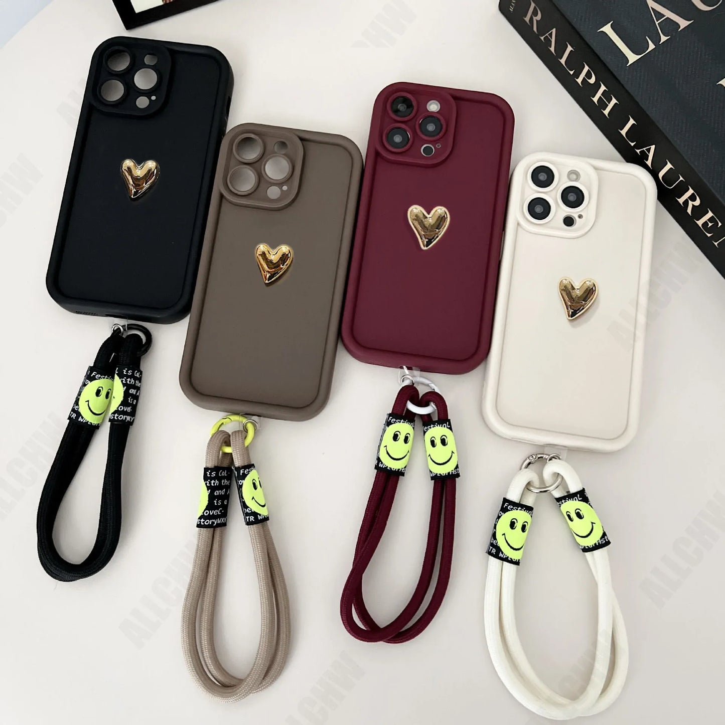 3D Gold Heart Silicone Soft Phone Case For OPPO A98 A96 A95 A94 5G A93 A92 A91 A40M A80 A79 A78 A77 A76 A74 A73 A72 2020 A77S