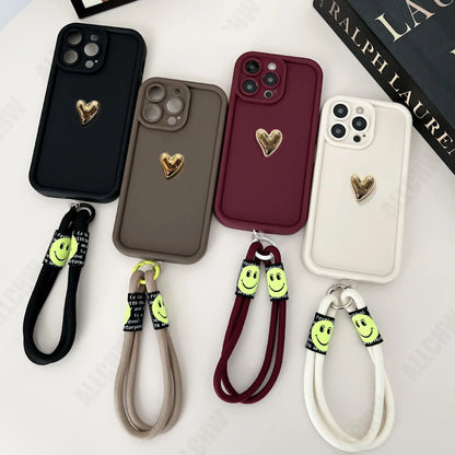 3D Gold Heart Silicone Soft Phone Case For OPPO A98 A96 A95 A94 5G A93 A92 A91 A40M A80 A79 A78 A77 A76 A74 A73 A72 2020 A77S