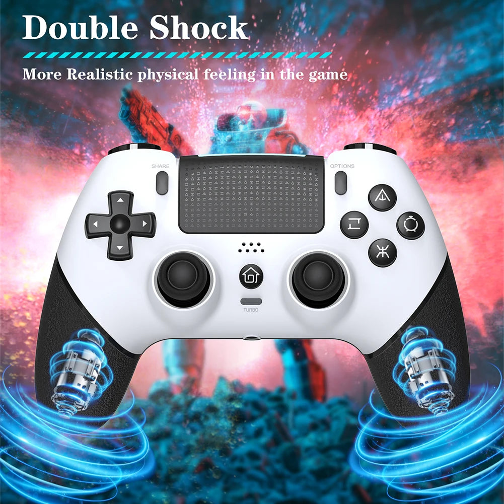 Gaming Controller 6 Axis Gyro Bluetooth-Compatible Macros Turbo Dual Vibration Hall Effect Joystick for PS4/PS4 Pro/PS4 Slim/PC