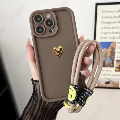 3D Gold Heart Silicone Soft Phone Case For OPPO A98 A96 A95 A94 5G A93 A92 A91 A40M A80 A79 A78 A77 A76 A74 A73 A72 2020 A77S