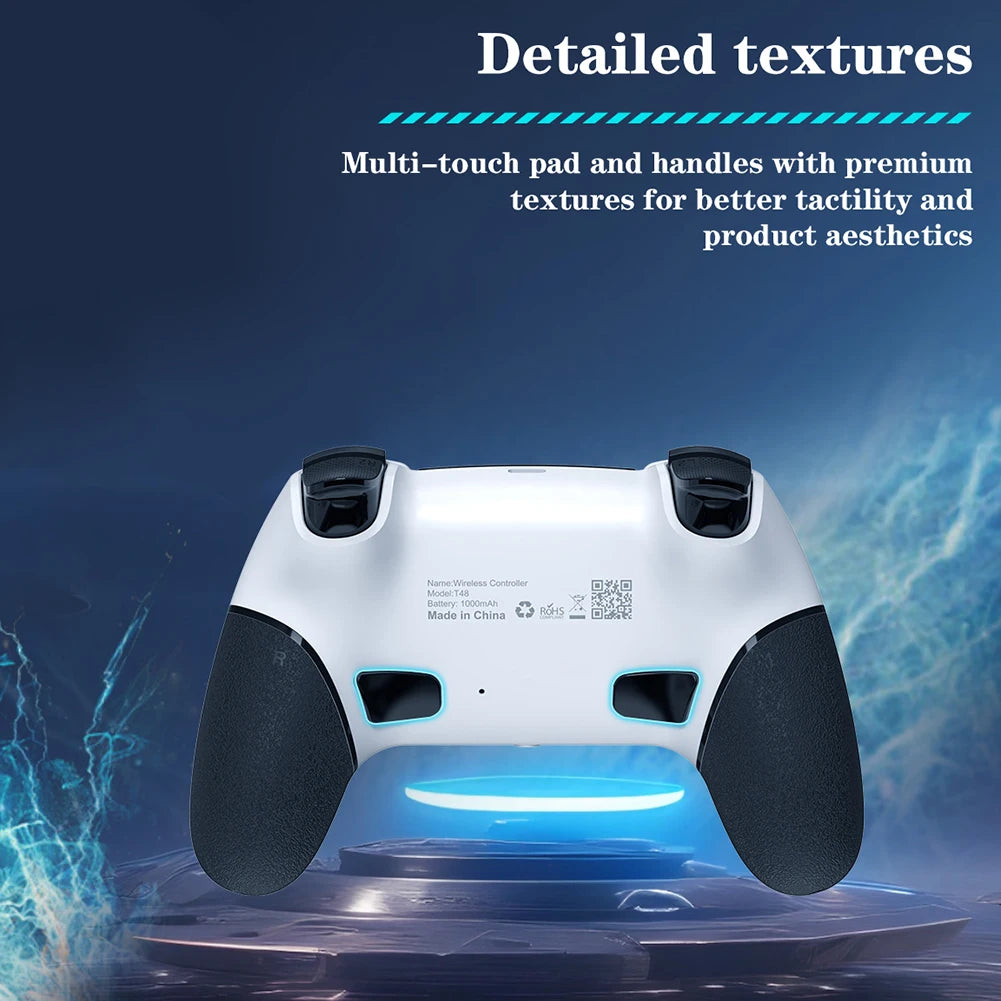 Gaming Controller 6 Axis Gyro Bluetooth-Compatible Macros Turbo Dual Vibration Hall Effect Joystick for PS4/PS4 Pro/PS4 Slim/PC
