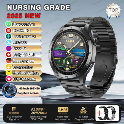 For HUAWEI New ECG+PPG Treatment Smart Watch Uric acid Blood pressure Fat Three High Smartwatch Men Sports HD Call Health Clock