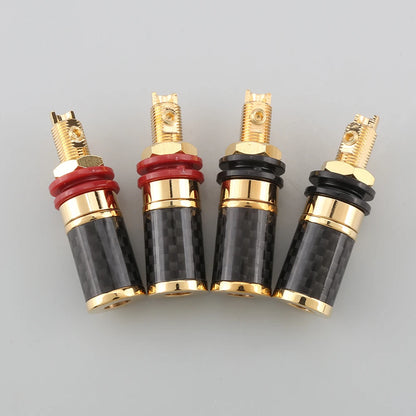 4pcs Audiocrast CF45G/R Carbon Fiber Binding Post Gold/Rhodium Plated Terminal Banana Jack Connector Banana Plug Socket Speaker