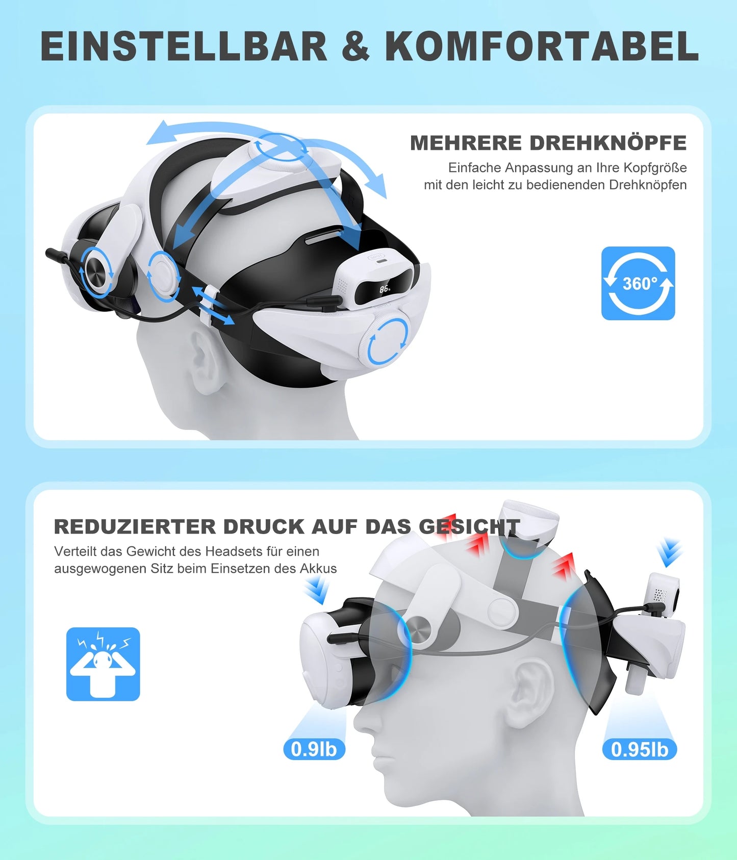 BEBONCOOL MQ3000 For Meta Quest 3S/Quest 3/Quest 2 Head Strap Battery Pack Battery Head Strap Compatible for Oculus Head Strap
