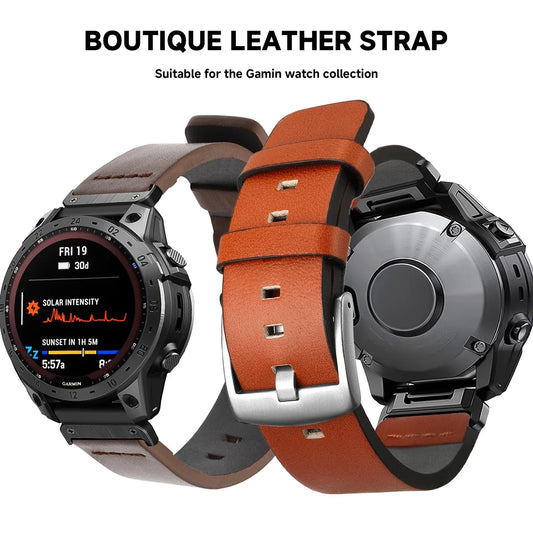 Leather Strap for Garmin Fenix 6X 6 Pro 7X 7 26mm 22mm Quick Fit Watch Band Wristband Forerunner 935 945 955 Smartwatch Bracelet