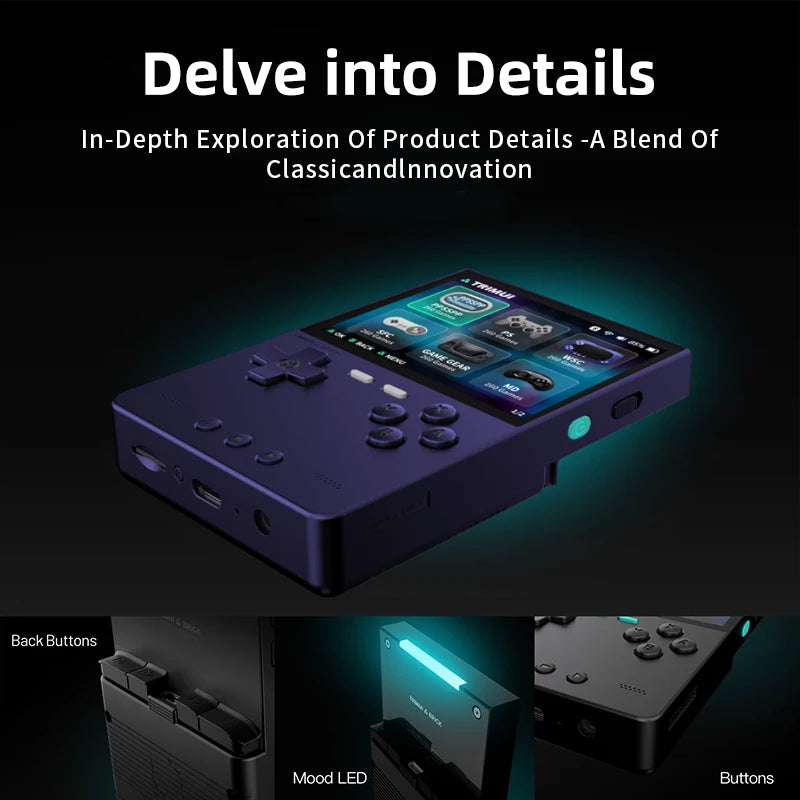 TRIMUI BRICK Portable Retro Game Console 400PPI IPS Screen Linux System 3000mAh Long-life Battery Mood LED Effect Gift Keycaps