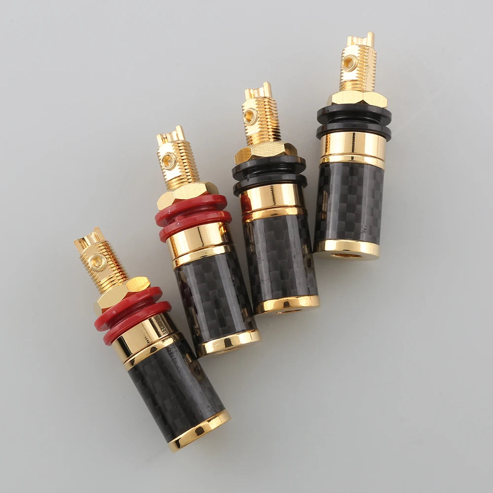 4pcs Audiocrast CF45G/R Carbon Fiber Binding Post Gold/Rhodium Plated Terminal Banana Jack Connector Banana Plug Socket Speaker