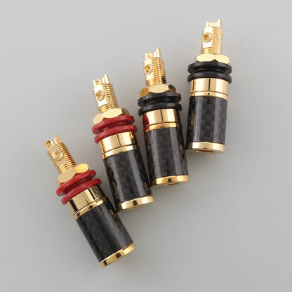 4pcs Audiocrast CF45G/R Carbon Fiber Binding Post Gold/Rhodium Plated Terminal Banana Jack Connector Banana Plug Socket Speaker