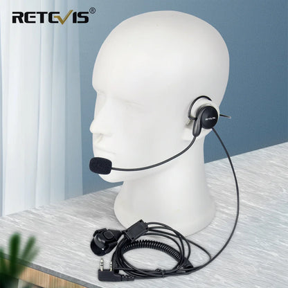 Retevis EHK002 H777 Walkie Talkie Earpiece 2Pin Soft Microphone Behind Head Headset Finger PTT Radio for BAOFENG UV-5R Quansheng