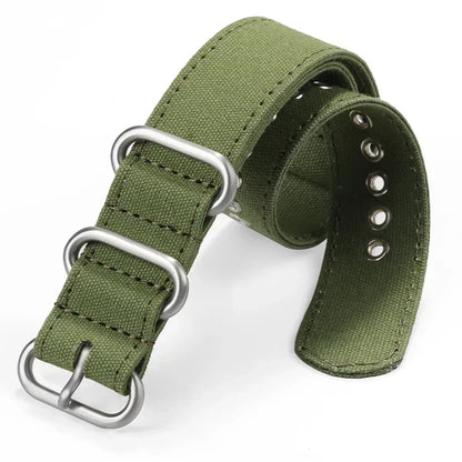 Canvas Nylon Thick Watch Strap for Seiko Smartwatches Stainless Steel Pin Buckle Wrist Straps 18/20/22/24mm Bracelet Watchband