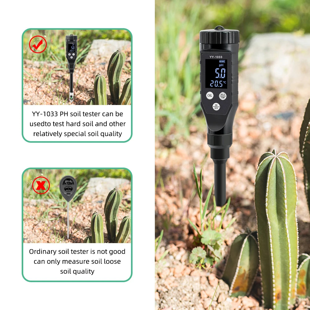 Smart Soil PH Meter 0.0~14.0pH Bluetooth Soil Tester Data Logger Temp Acidity Analyzer for Hydroponics Planting Garden Farmland