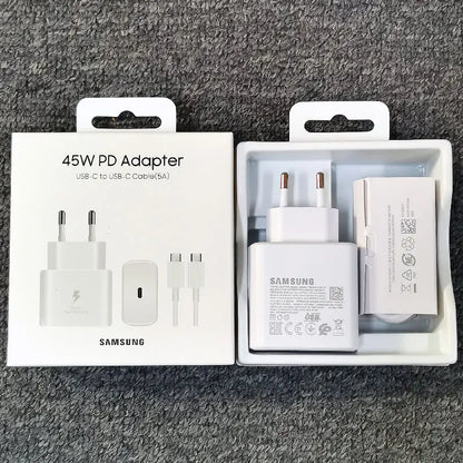 Samsung 45W PD Charger Super Fast Charging Adapter For Galaxy S24 S20 S21 S22 S23 Ultra Z Flip Fold 6 5 4 3 2 For iPhone 15 Pro