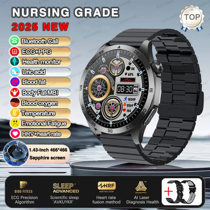 For HUAWEI New ECG+PPG Treatment Smart Watch Uric acid Blood pressure Fat Three High Smartwatch Men Sports HD Call Health Clock