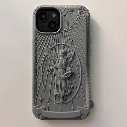 New Fashion Classical Art Angel Statue Silicone Phone Case For iPhone 15 14 13 12 11 Pro Max Matte Soft Retro Girl Back Cover