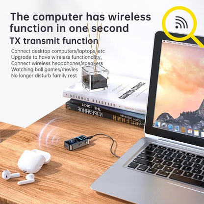 VIKEFON Bluetooth 5.4 Receiver Transmitter 3.5mm AUX TF Card Playback HiFi Wireless Audio Adapter With Mic LED Digital Display