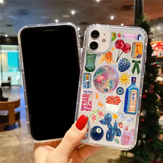 Vintage Item Collage Aesthetic Clear Phone Case for iPhone 15 Pro Max Cases iPhone 11 12 13 14 15 16 XS X XR 7 8 Plus SE2 Cover