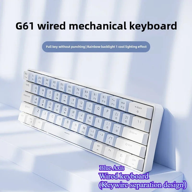 Wired mechanical keyboard 60% gamer bluetooth backlit Keyboards for tablet mini ergonomic  key board white