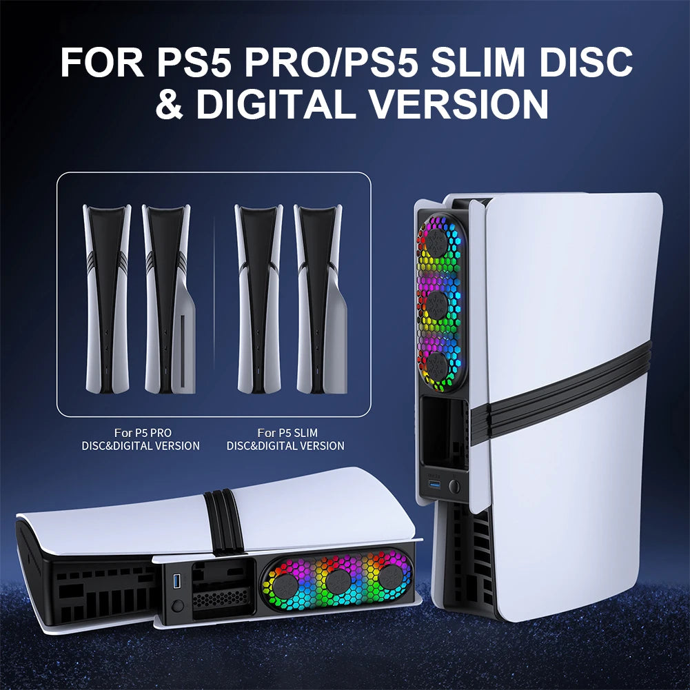 For PS5 Pro/PS5 Slim Cooling Fan Efficient Cooling System USB Cooler Fan for Playstation 5 Pro/Slim Disc & Digital Edition