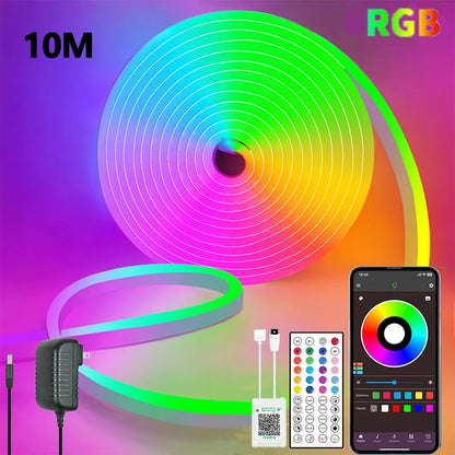 24V LED Strip Light Bluetooth Waterproof RGB Neon Light With Remote Control Music Sync DIY Bedroom Home Decoration Ambient Light