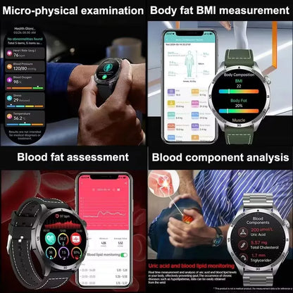 For HUAWEI New ECG+PPG Treatment Smart Watch Uric acid Blood pressure Fat Three High Smartwatch Men Sports HD Call Health Clock