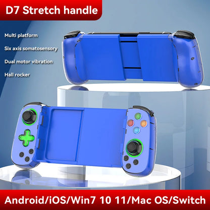D7 Telescopic Mobile Phone Gamepad Bluetooth 5.0 Type-C Wireless Game Controller Joystick for Android/iPhone /Switch /PS4 /PC
