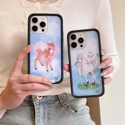 Wildflower 3D Little Angel Devil Phone Case for iPhone 16 15 14 13 12 Pro Max Plus 16pro 15pro WF Fawn Precious Pony Cute Cover