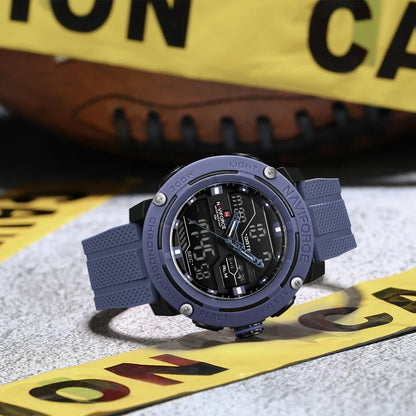 NAVIFORCE 7114 Fashion Electronic Quartz Wristwatch Men Dual Display Calendar Waterproof Casual Watches for Man reloj hombre