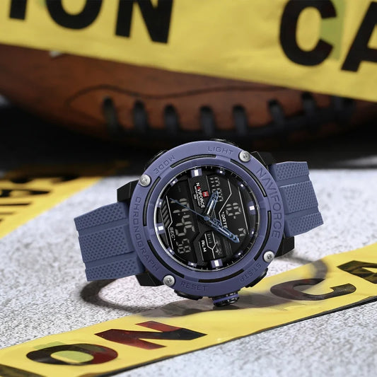 NAVIFORCE 7114 Fashion Electronic Quartz Wristwatch Men Dual Display Calendar Waterproof Casual Watches for Man reloj hombre