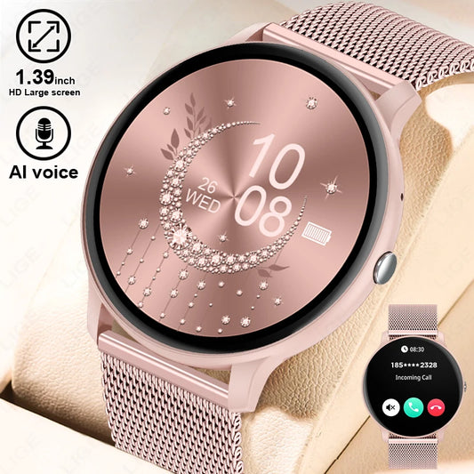 LIGE New 2025 Women Smart Watch Bluetooth Call Heart Rate Blood Oxygen Monitoring Waterproof Smartwatches Men Clock For XIAOMi