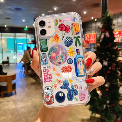 Vintage Item Collage Aesthetic Clear Phone Case for iPhone 15 Pro Max Cases iPhone 11 12 13 14 15 16 XS X XR 7 8 Plus SE2 Cover