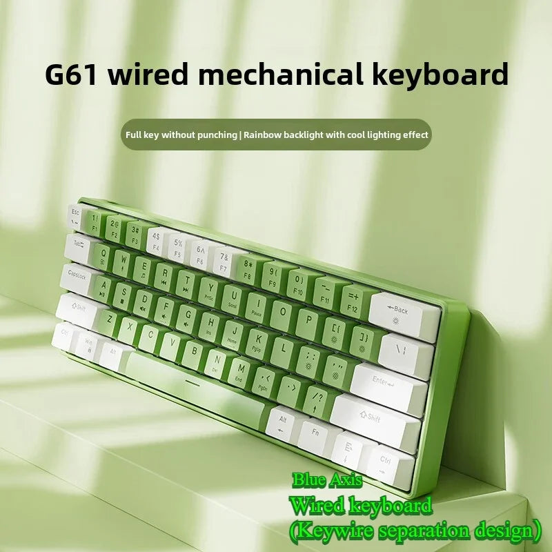 Wired mechanical keyboard 60% gamer bluetooth backlit Keyboards for tablet mini ergonomic  key board white