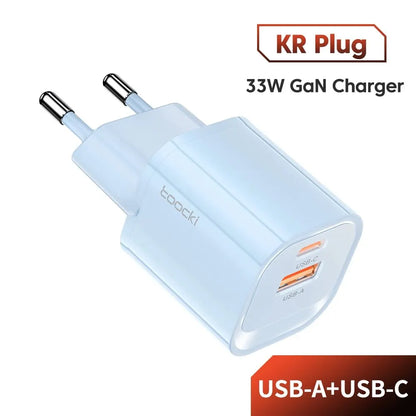 Toocki GaN USB Type C Charger Portable High Speed Charger for iPhone Xiaomi 13 Oneplus Realme PD3.0 QC3.0 PPS Cell Mobile Phone