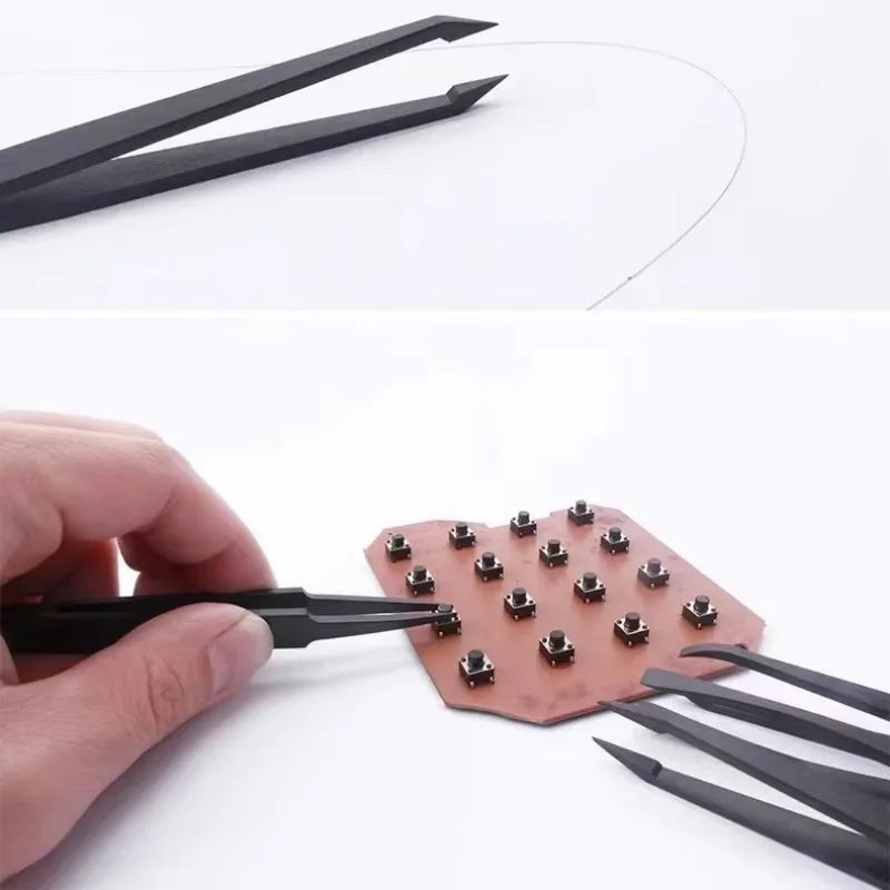 4 Pieces/set Watch Repair Tool Antistatic Carbon Fiber Tweezers Plastic Tweezers for Watchmaker Phones Electronic Component