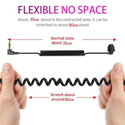 3.5mm Spring Earphones Single Side Bluetooth Headphones In Ear Heavy Bass Earbuds Wired Headset for Mobile Phone MP3 Computer
