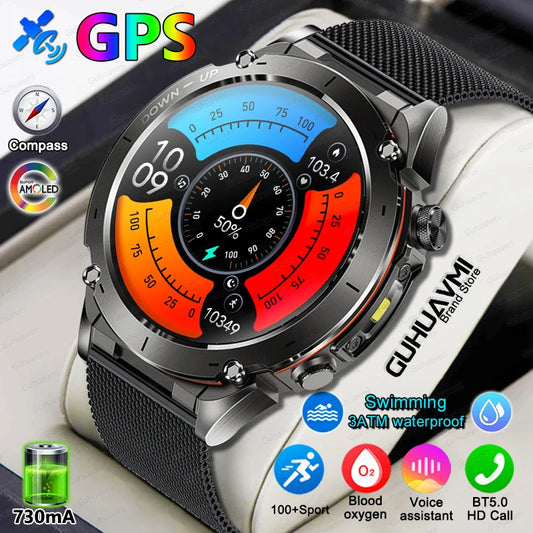 2025 New For Xiaomi Huaiwei Outdoor GPS Smart Watch Men HD AMOLED Screen Compass Waterproof Sport Call GPS Tracker SmartWatches