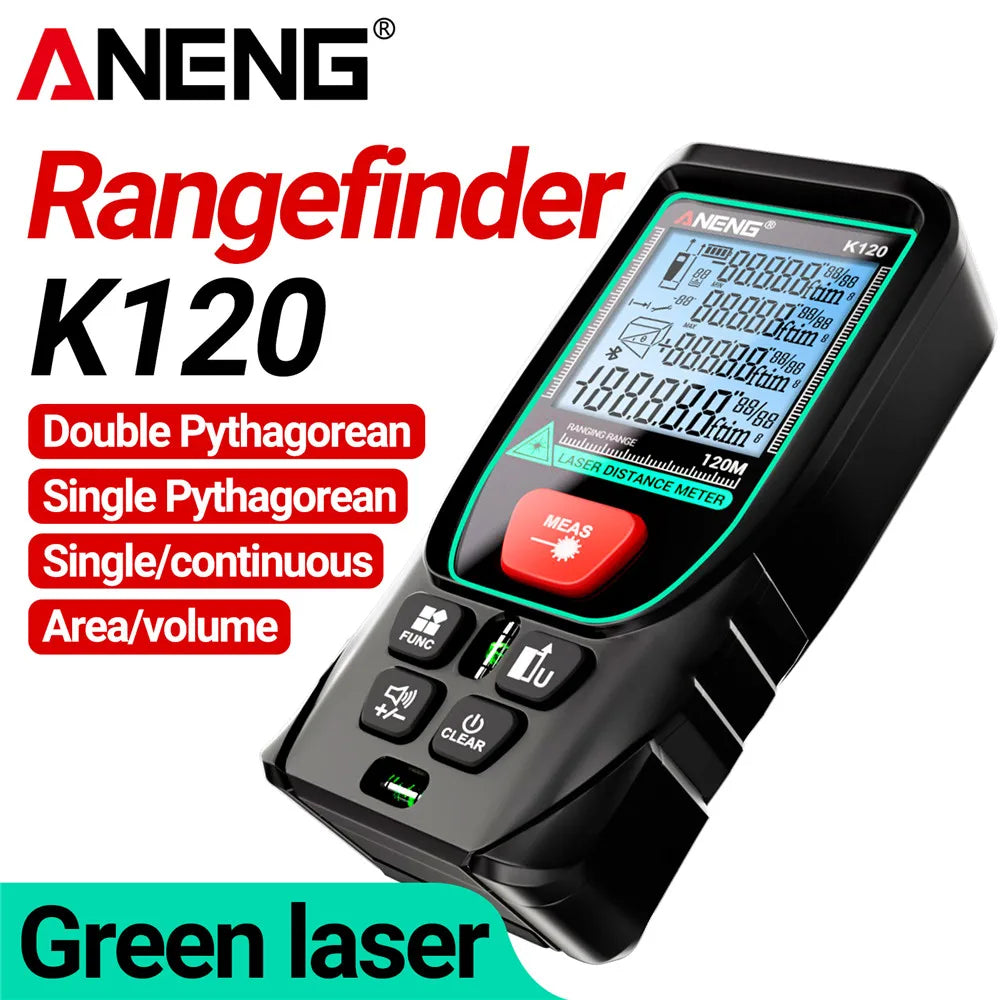 ANENG K120 Laser Tape Measure 50M 70M 100M 120M Laser Rangefinder Electronic Ruler Useful Measurement Tool Ruler Test