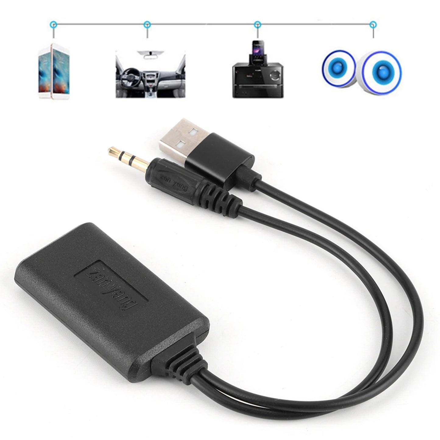 AUX Stereo Connector 3.5mm/0.14in Car AUX Audio Cable Wireless Bluetooth Receiver Adapter HIFI Stereo Music Auto Accessories